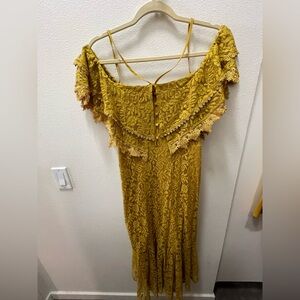 Yellow Lace Off-Shoulder Dress